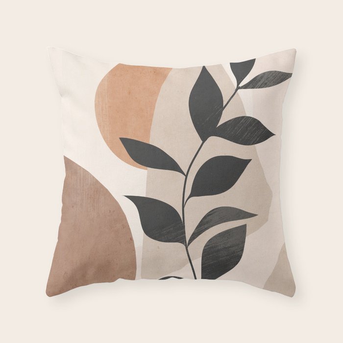 Minimal Abstract Art Plant 4 Throw Pillow Gallery Image 1