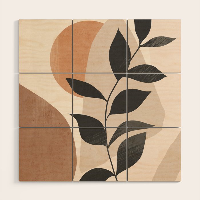 Minimal Abstract Art Plant 4 Wood Wall Art Gallery Image 1