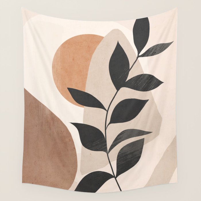 Minimal Abstract Art Plant 4 Wall Tapestry Gallery Image 4