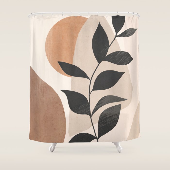 Minimal Abstract Art Plant 4 Shower Curtain Gallery Image 1