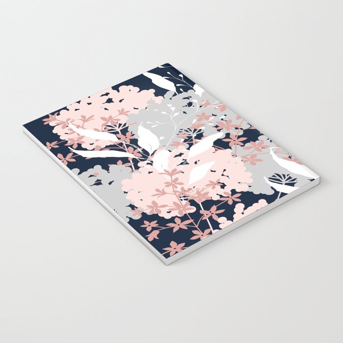 Festive, Wildflowers, Floral Print, Navy Blue and Pink Notebook Gallery Image 3