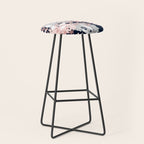 Festive, Wildflowers, Floral Print, Navy Blue and Pink Stool Gallery Image 1