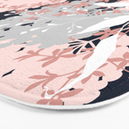 Festive, Wildflowers, Floral Print, Navy Blue and Pink Bath Mat Gallery Image 3