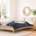 Festive, Wildflowers, Floral Print, Navy Blue and Pink Duvet Cover Gallery Image 2