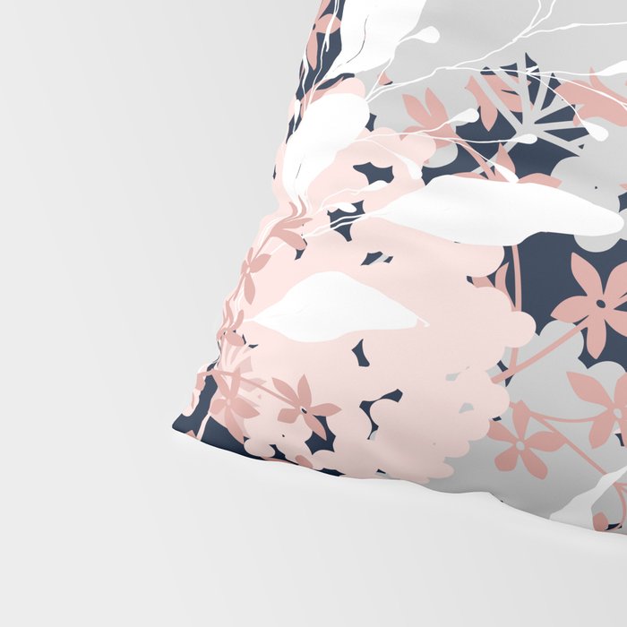 Festive, Wildflowers, Floral Print, Navy Blue and Pink Pillow Sham Gallery Image 4