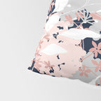 Festive, Wildflowers, Floral Print, Navy Blue and Pink Pillow Sham Gallery Image 4