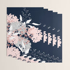 Festive, Wildflowers, Floral Print, Navy Blue and Pink Wrapping Paper Gallery Image 3
