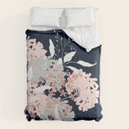 Festive, Wildflowers, Floral Print, Navy Blue and Pink Comforter Gallery Image 6