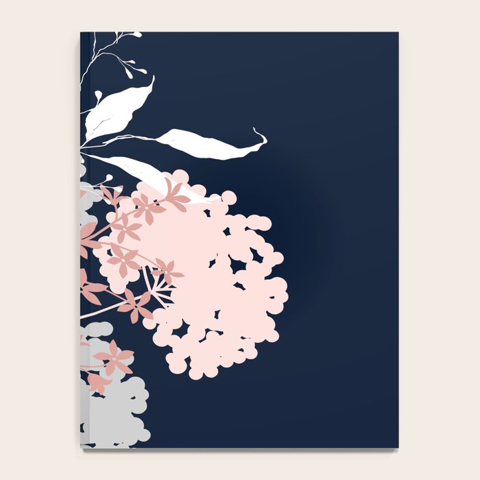 Festive, Wildflowers, Floral Print, Navy Blue and Pink Notebook Gallery Image 4