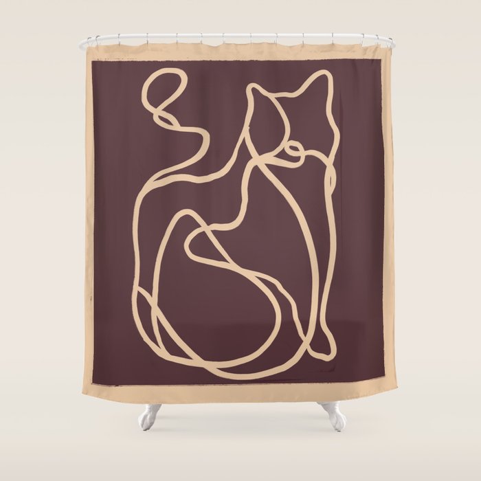 Abstract Line Art Cat 4 Shower Curtain Gallery Image 1