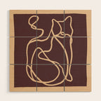 Abstract Line Art Cat 4 Wood Wall Art Gallery Image 1
