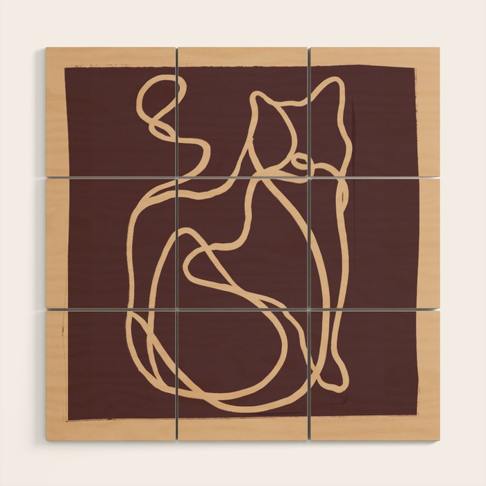 Abstract Line Art Cat 4 Wood Wall Art Gallery Image 1