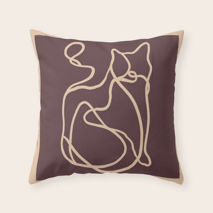 Abstract Line Art Cat 4 Throw Pillow Gallery Image 1