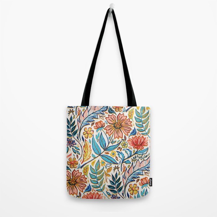 Vivid Colorful Art Nouveau Floral Tote Bag Gallery Image 2