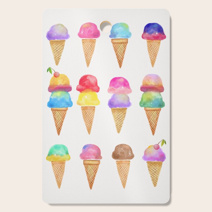 Summer Ice Cream Cones Cutting Board Gallery Image 1