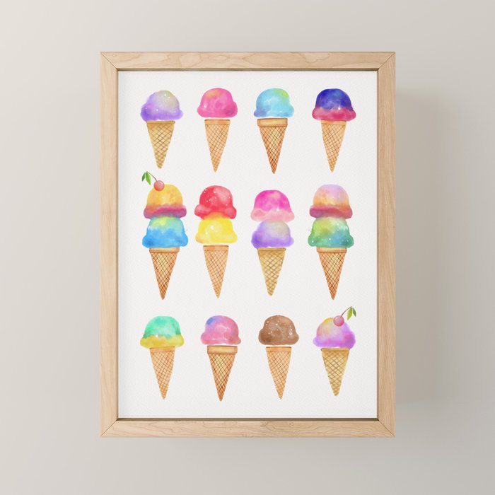 Summer Ice Cream Cones Mini Art Print Gallery Image 1