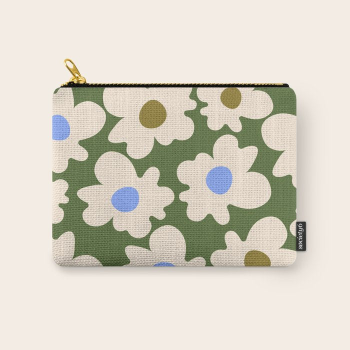 Abstract Flower Shape - Green and Blue Carry All Pouch Gallery Image 1