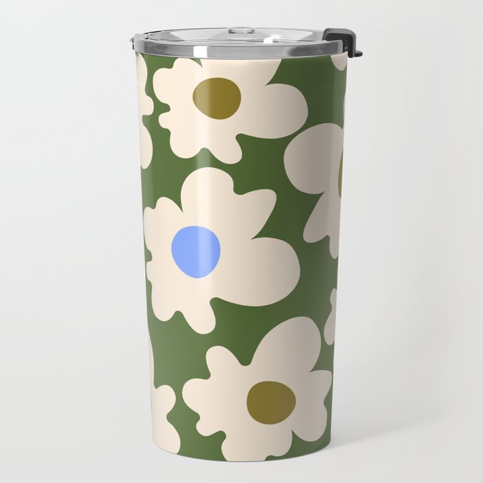 Abstract Flower Shape - Green and Blue Travel Mug Gallery Image 2