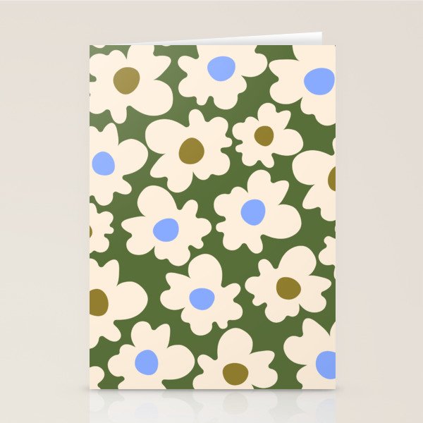 Abstract Flower Shape - Green and Blue Stationery Card Gallery Image 2