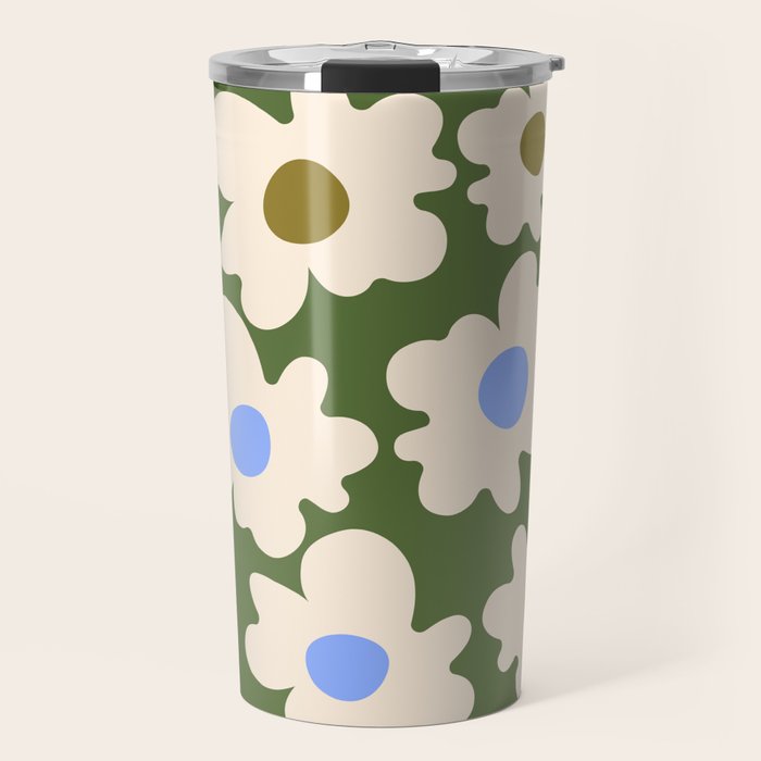Abstract Flower Shape - Green and Blue Travel Mug Gallery Image 1