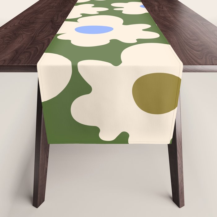 Abstract Flower Shape - Green and Blue Table Runner Gallery Image 1