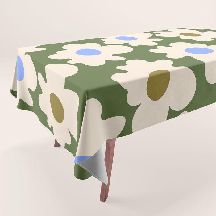 Abstract Flower Shape - Green and Blue Tablecloth Gallery Image 1