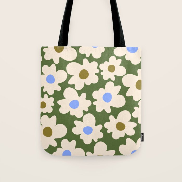 Abstract Flower Shape - Green and Blue Tote Bag Gallery Image 1