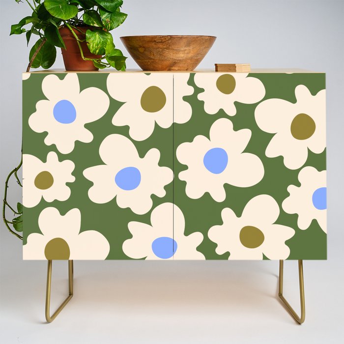 Abstract Flower Shape - Green and Blue Credenza Gallery Image 1