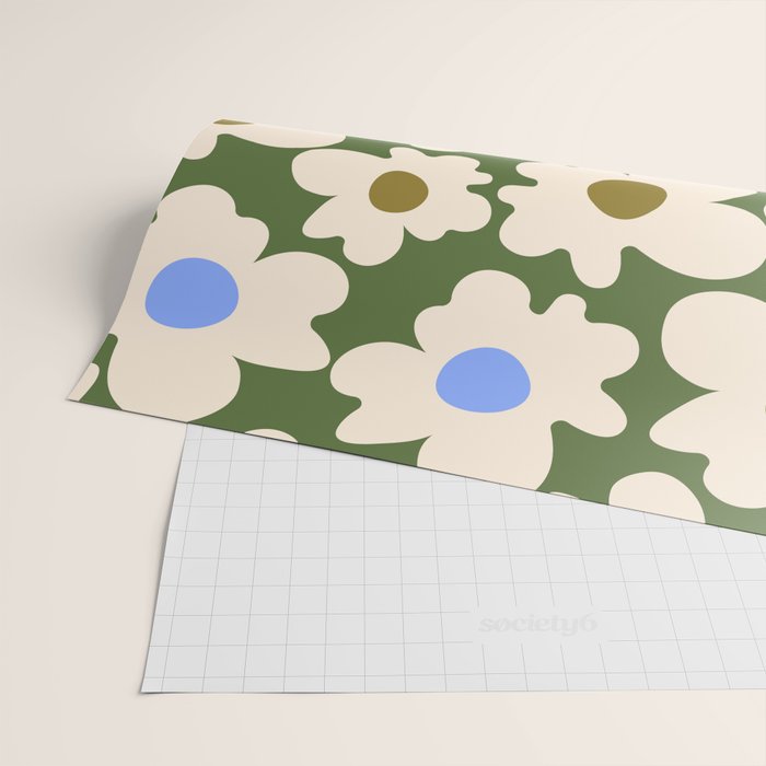 Abstract Flower Shape - Green and Blue Wrapping Paper Gallery Image 2