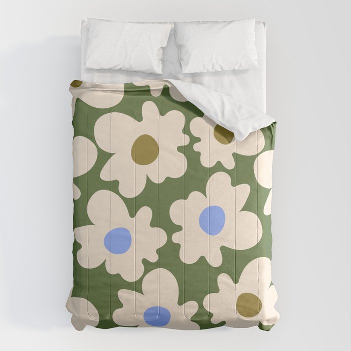 Abstract Flower Shape - Green and Blue Comforter Gallery Image 6