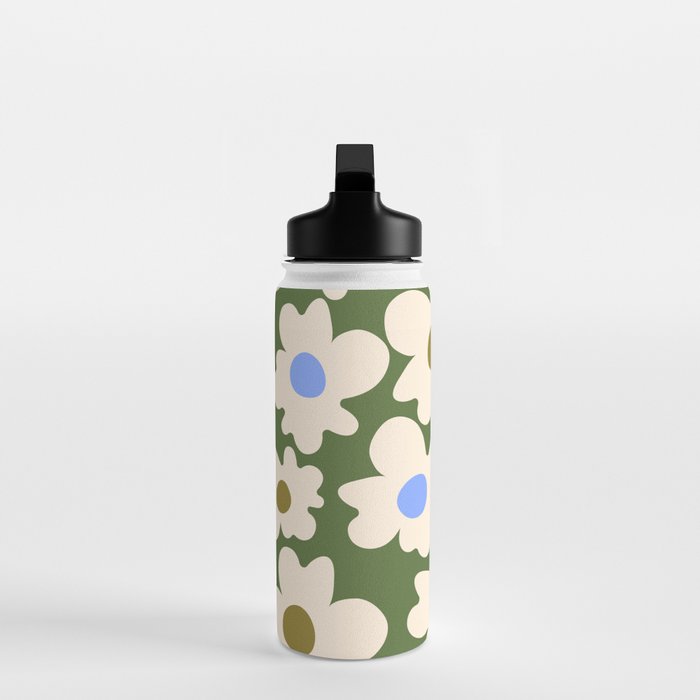 Abstract Flower Shape - Green and Blue Water Bottle Gallery Image 3