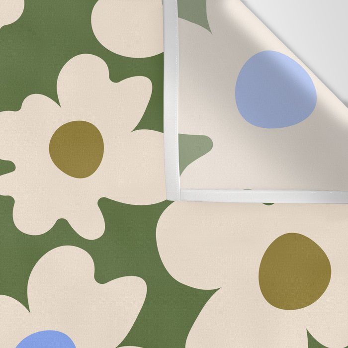 Abstract Flower Shape - Green and Blue Wall Tapestry Gallery Image 3