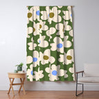 Abstract Flower Shape - Green and Blue Window Curtain Gallery Image 5