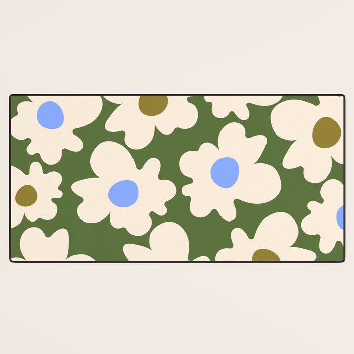 Abstract Flower Shape - Green and Blue Desk Mat Gallery Image 3