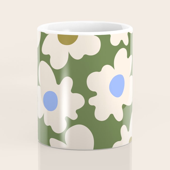 Abstract Flower Shape - Green and Blue Coffee Mug Gallery Image 4