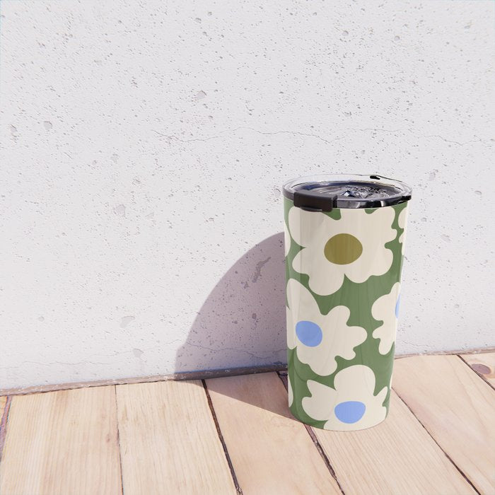 Abstract Flower Shape - Green and Blue Travel Mug Gallery Image 4