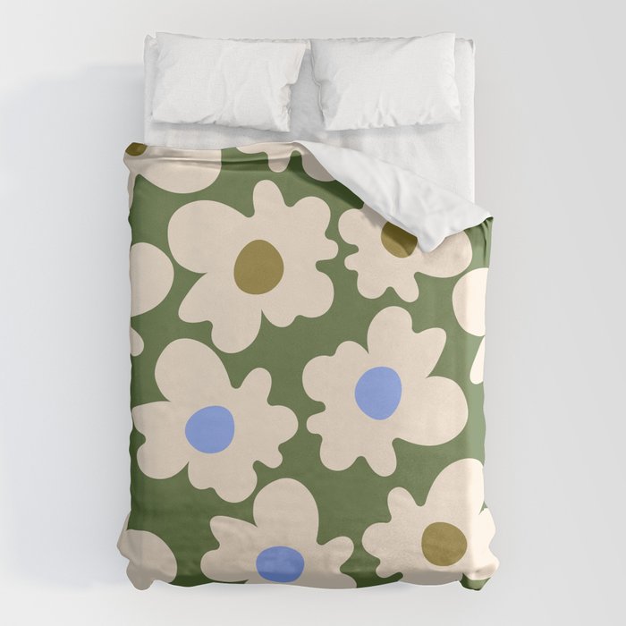 Abstract Flower Shape - Green and Blue Duvet Cover Gallery Image 1