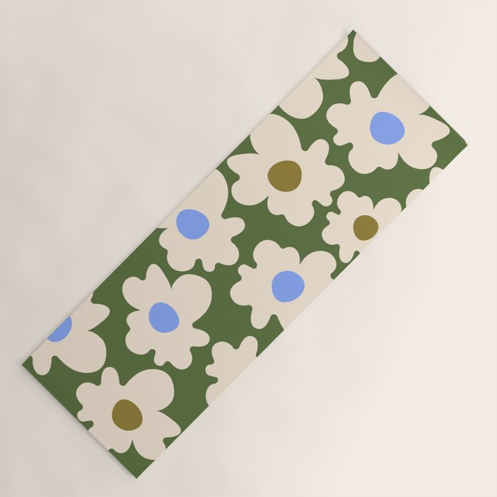 Abstract Flower Shape - Green and Blue Yoga Mat Gallery Image 1