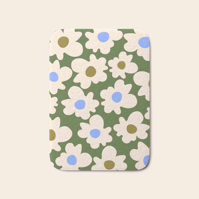 Abstract Flower Shape - Green and Blue Bath Mat Gallery Image 1