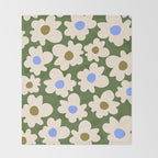 Abstract Flower Shape - Green and Blue Throw Blanket Gallery Image 2