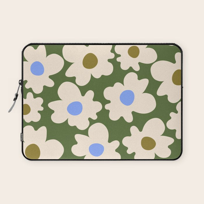 Abstract Flower Shape - Green and Blue Laptop Sleeve Gallery Image 1