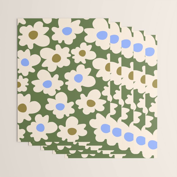 Abstract Flower Shape - Green and Blue Wrapping Paper Gallery Image 3