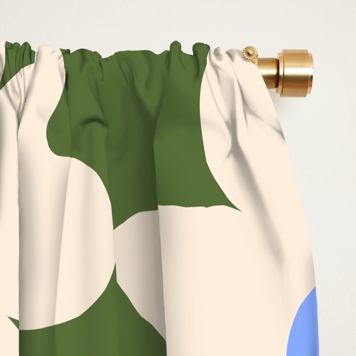 Abstract Flower Shape - Green and Blue Window Curtain Gallery Image 2