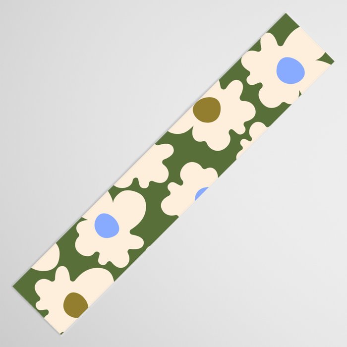 Abstract Flower Shape - Green and Blue Table Runner Gallery Image 3