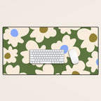 Abstract Flower Shape - Green and Blue Desk Mat Gallery Image 1