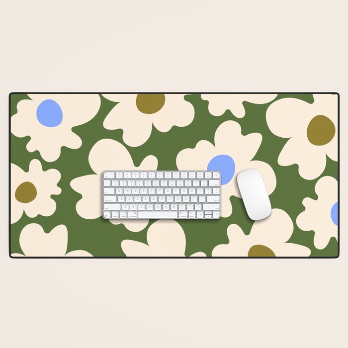 Abstract Flower Shape - Green and Blue Desk Mat Gallery Image 1