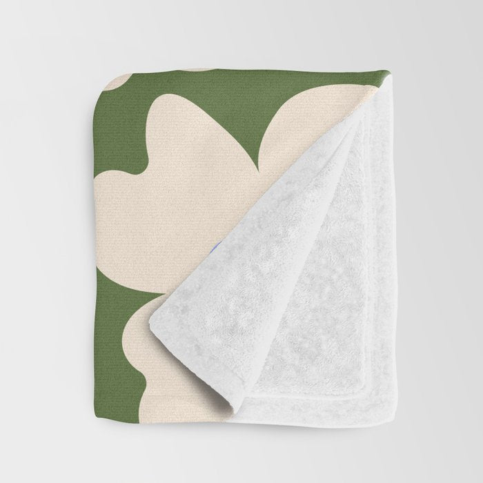 Abstract Flower Shape - Green and Blue Throw Blanket Gallery Image 3