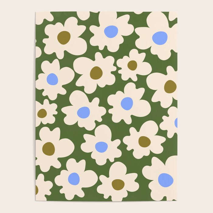 Abstract Flower Shape - Green and Blue Poster Gallery Image 4
