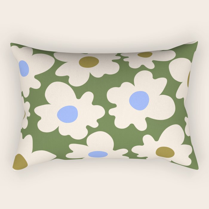 Abstract Flower Shape - Green and Blue Rectangular Pillow Gallery Image 1