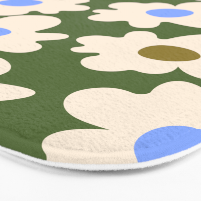 Abstract Flower Shape - Green and Blue Bath Mat Gallery Image 3